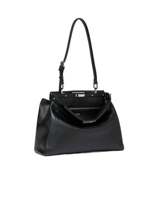 Fendi Black My Peekaboo Medium Leather Bag Embroidered With Mirrors