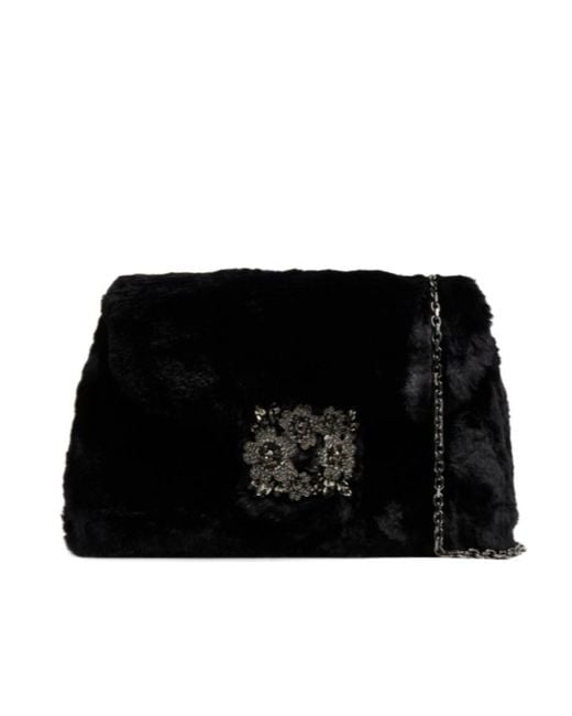 Roger Vivier Black Embellished Chain-Linked Shoulder Bags