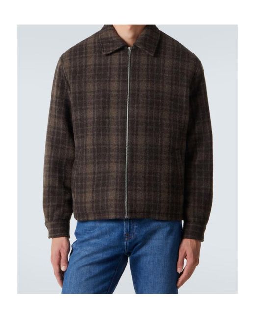 FRAME Black Checked Virgin Wool Blouson Jacket for men