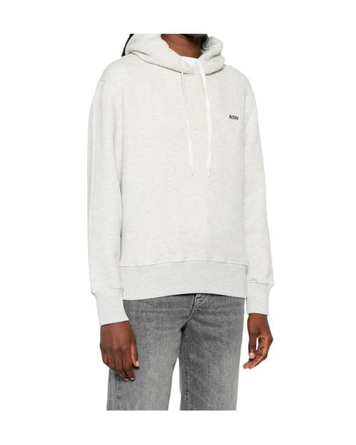 Autry White Logo-Embroidered Drawsting Hoodie