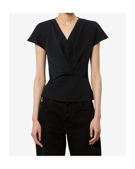 Isabel Marant Black Étoile Nadrine Draped V-Neck Top