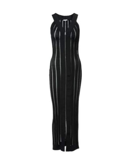 Nensi Dojaka Black Ribbed-Knit Maxi Dress