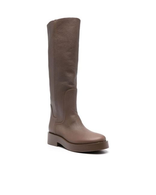 Casadei Brown Knee-High Leather Boots