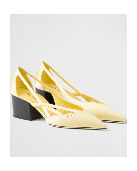 Prada Yellow Cut-Out Detailed Pointed Toe Pumps