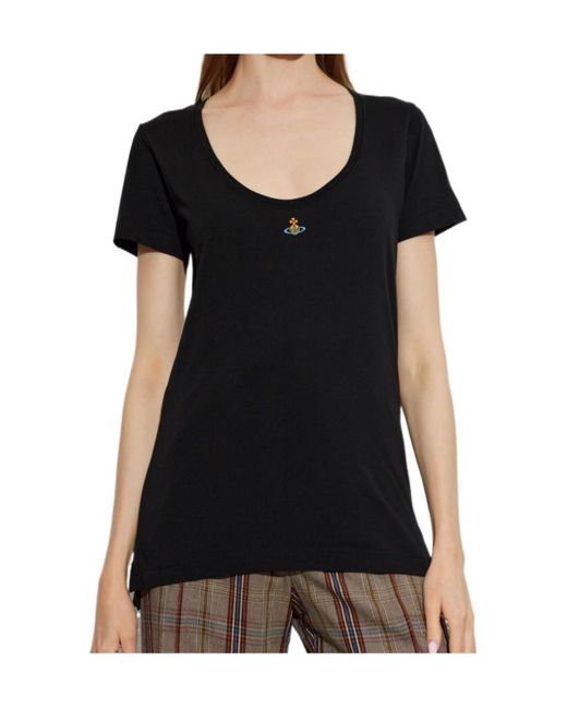 Vivienne Westwood Black Lollo Orb Logo T-Shirt for men