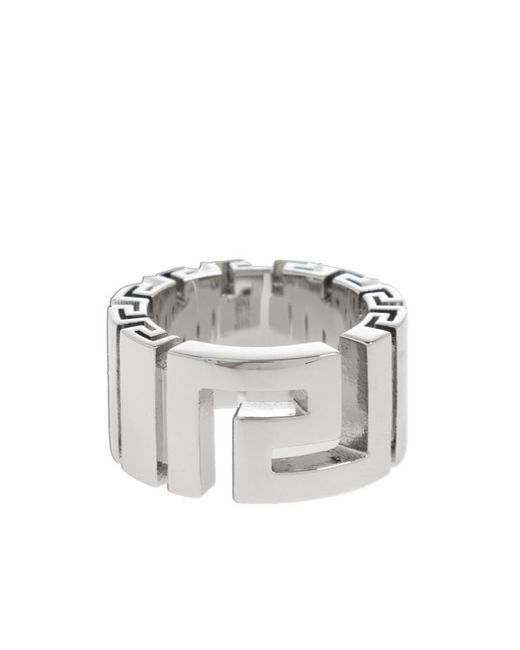 Versace White Greek Pattern Ring