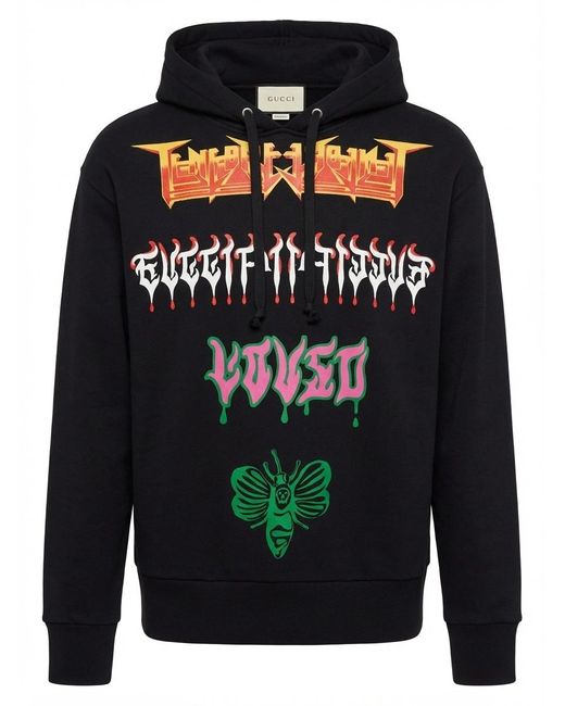 Gucci Blue Printed Hooded Sweater for men