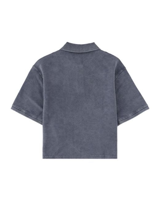 Alexander Wang Blue Cropped Piqué Polo T-Shirt