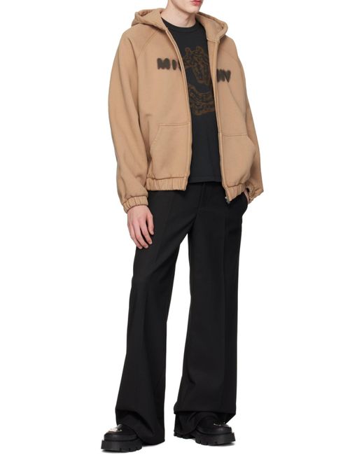 M I S B H V Natural Logo-Printed Zip-Up Hoodie for men