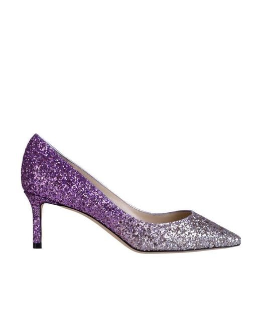 Jimmy Choo Purple Logo Matching High-Heeled Shoes