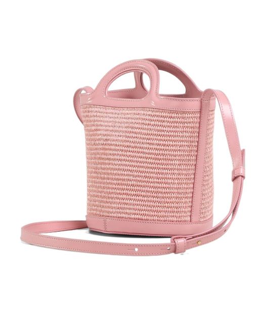 Marni Pink Logo Embroidered Bucket Bag
