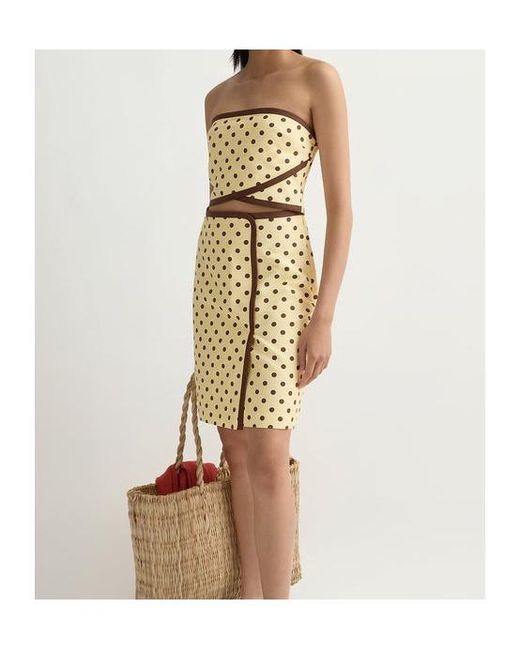 Posse Natural Bowie Wrap-Effect Polka-Dot Linen And Cotton-Blend Midi Skirt