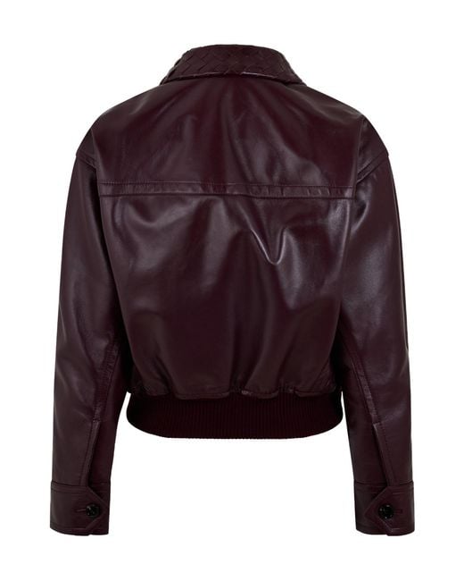 Bottega Veneta Purple Leather Cropped Jacket