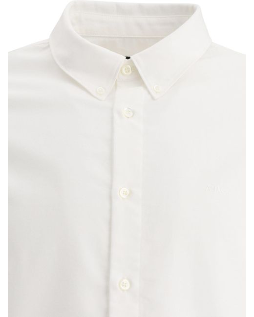 A.P.C. White Button-Down Organic Cotton Shirt for men