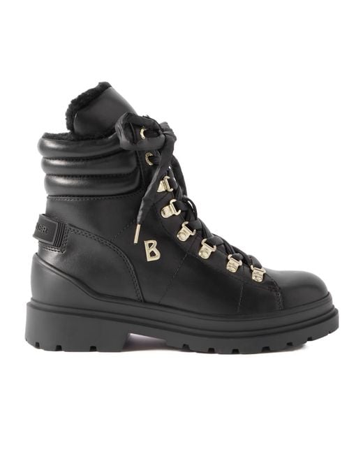 Bogner Black Shearling-Lined Leather Ankle Boots