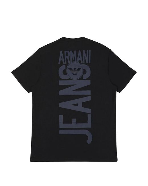 Armani Jeans Black Printed V-Collar Short-Sleeved T-Shirt for men