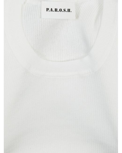 P.A.R.O.S.H. White Ribbed T-Shirt