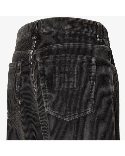 Fendi Black Straight-Leg Corduroy Long Jeans for men