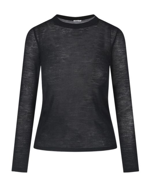 Aspesi Black Lightweight Crew-Neck Knit Top