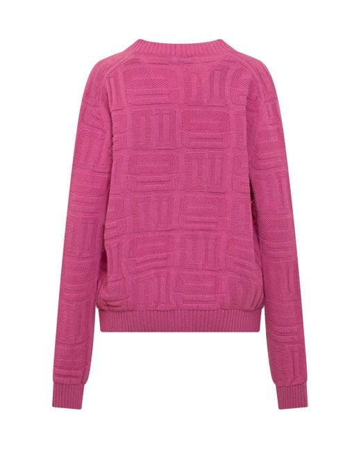 Ambush Pink Monogram-Knitted Buttoned V-Neck Cardigan for men