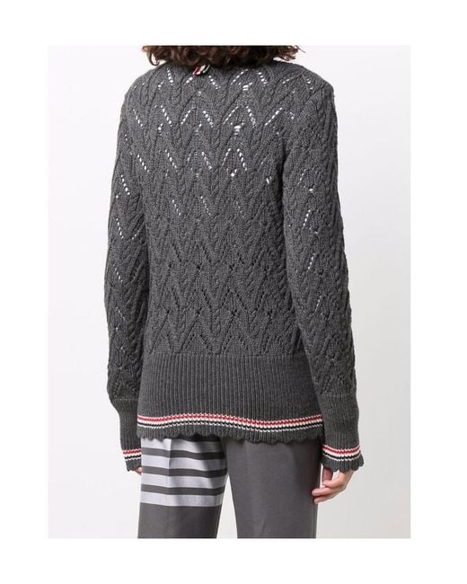Thom Browne Black Pointelle-Knit Merino Jumper