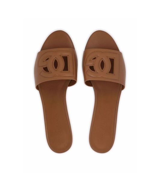 Dolce & Gabbana Brown Millennials Logo Detailed Slides