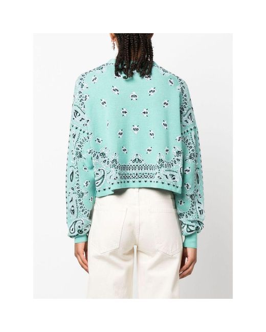 Amiri Blue Logo Embroidered V-Neck Cropped Cardigan