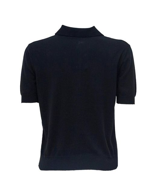 Max Mara Blue S Pomposa Short-Sleeve Knitted Polo Top