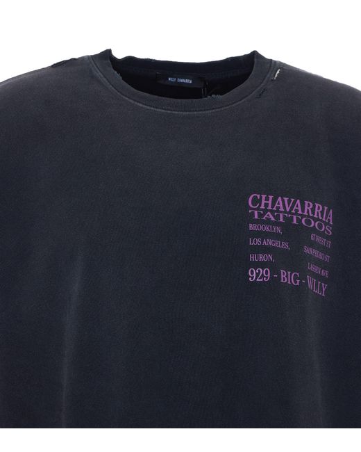 Willy Chavarria Blue Willy Tattoo Buffalo T-Shirt for men