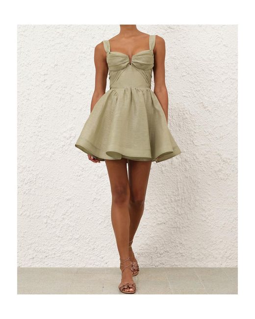 Zimmermann Green Rebellion Drape Mini Dress