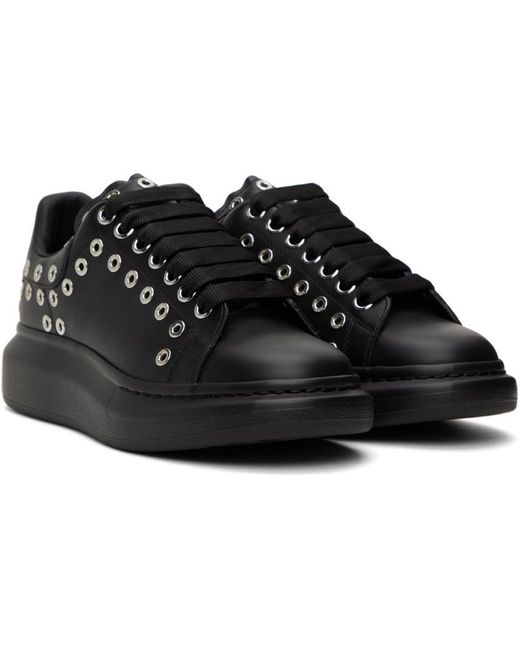 McQueen Black Oversized Eyelet Detail Sneakers for men