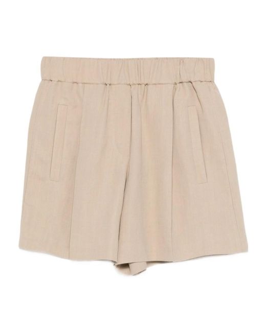 Brunello Cucinelli Natural Fluid Twill Baggy Shorts