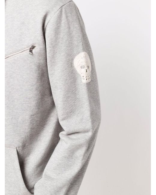 McQueen Gray Zip-Detailed Hoodie for men