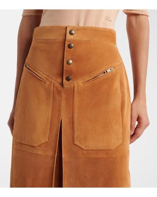 Chloé Brown Suede Midi Skirt