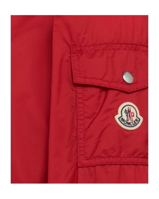 Moncler Red Etiache Nylon Hooded Rain Jacket for men