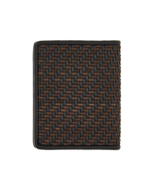 Ferragamo Black Woven Credit Card Holder for men
