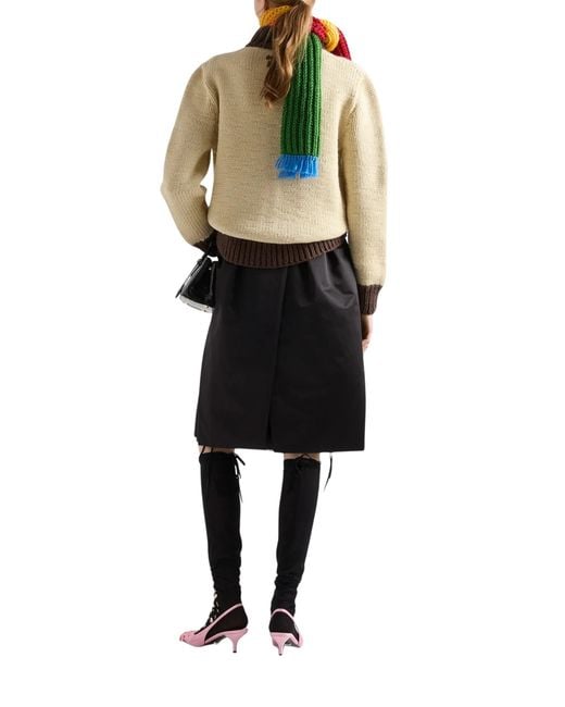 Prada Natural Long-Sleeve Knit Top