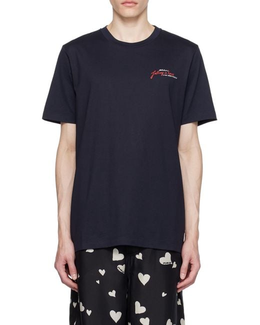 Marni Blue Wordsearch Heart Print T-Shirt for men