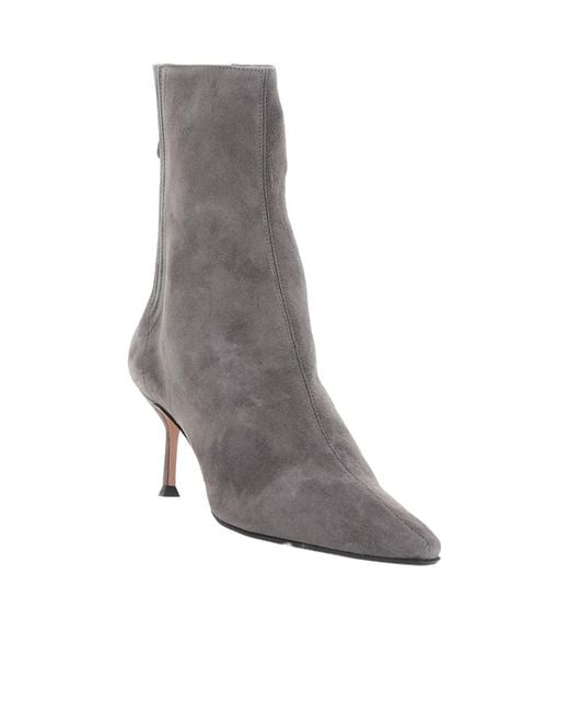 Aquazzura Gray Pointed Toe Heeled Boots