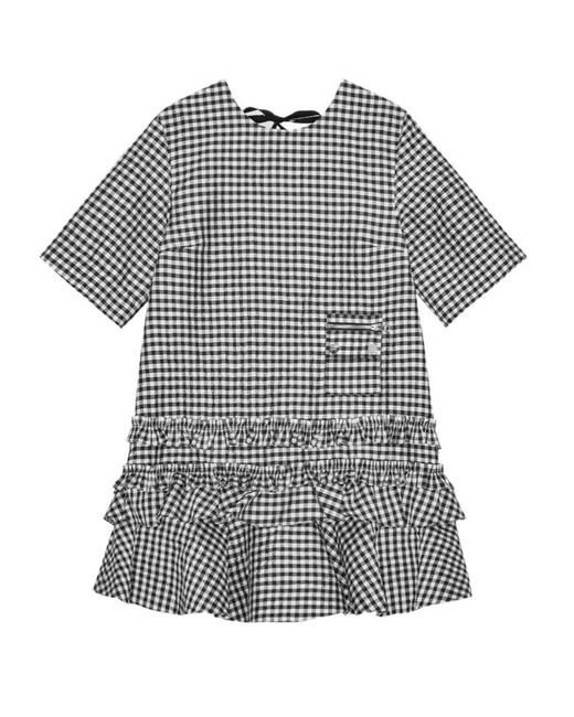 Ganni Gray Checked Mini Dress