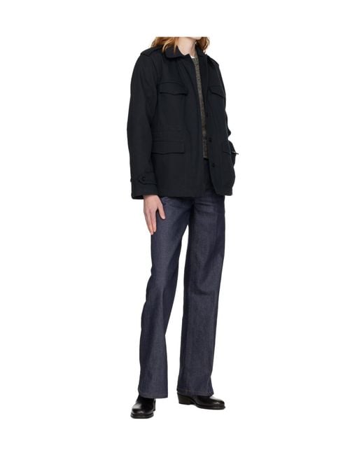 A.P.C. Blue Long-Sleeved Belted Casual Jacket