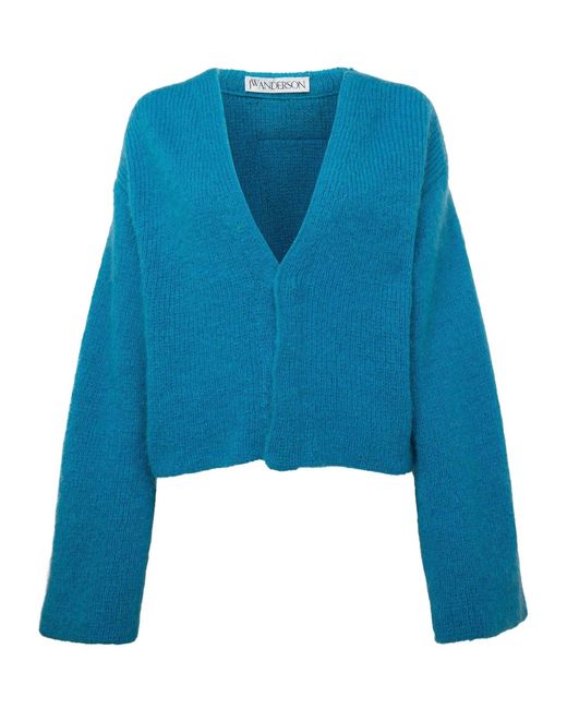 J.W. Anderson Blue Logo Applique Cropped Cardigan