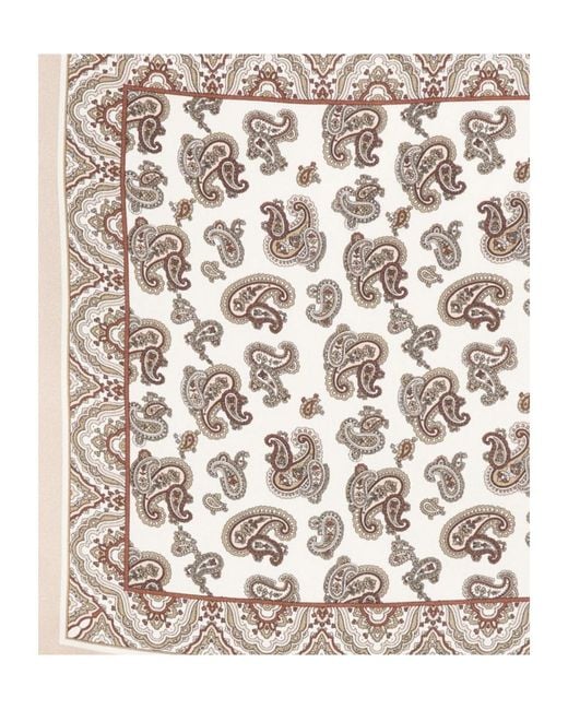Brioni White Printed Pocket Square for men