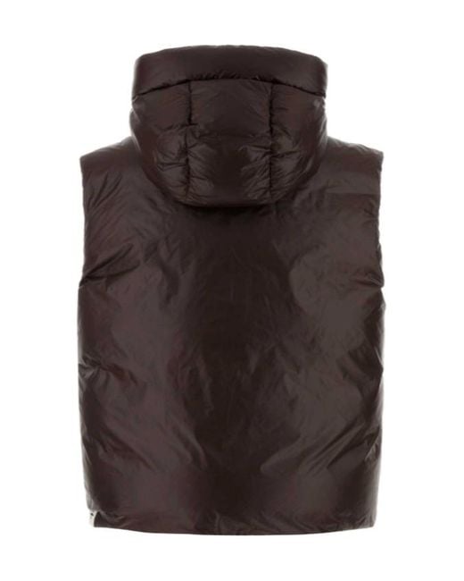 Jil Sander Brown Drawstring Zip-Up Down Jacket