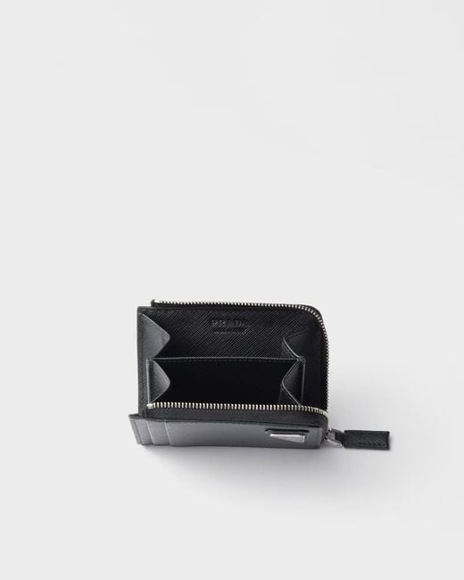 Prada Gray Triangle-Logo Zipped Wallet for men