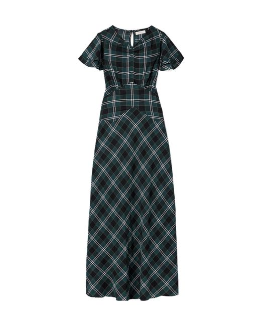 Doen Green Seraphine Checked Cotton-Twill Midi Dress