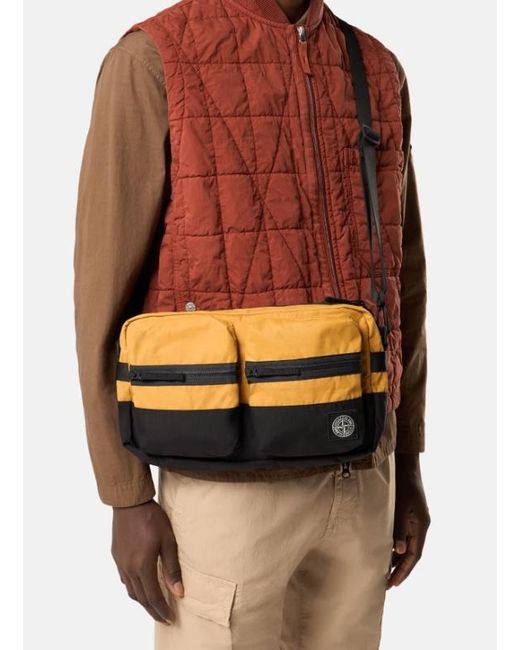 Stone Island Black Crossbody Bag With Zip Pockets for men