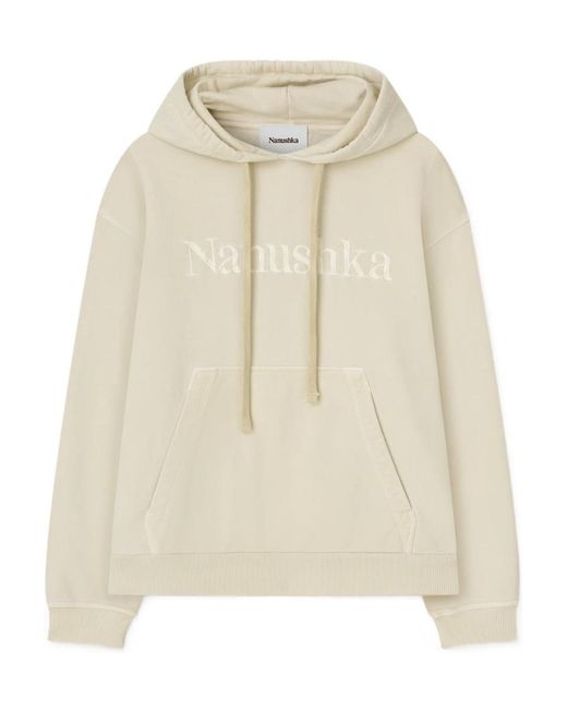 Nanushka Natural Logo-Embroidered Drawstring Hoodie