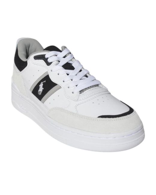 Ralph Lauren White Round Toe Sneakers for men