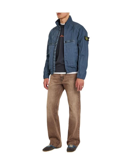 Stone Island Blue Warp Crinkled Nylon Jacket for men